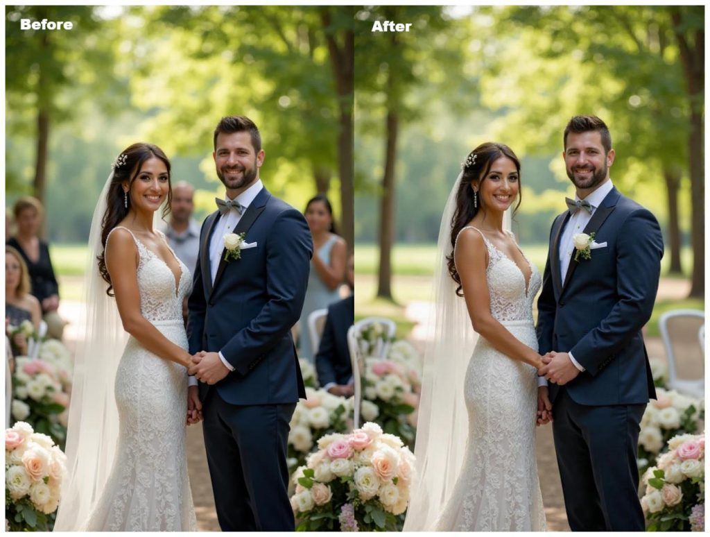 remove the extra person in the background