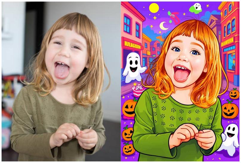 Cute street full of ghosts & candy.