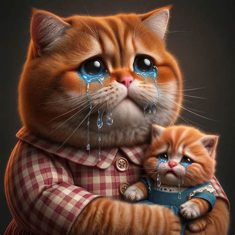 Realistic Mother Cat Crying Scene with Kitten